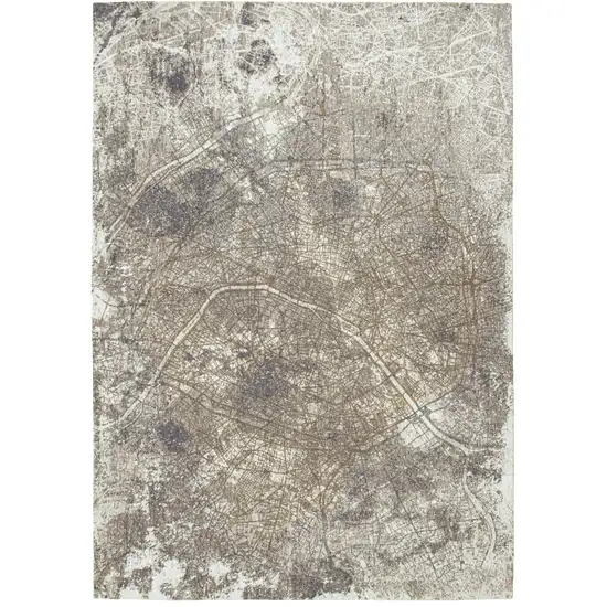 Gray and White Abstract Non Skid Area Rug Photo 2