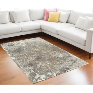 Photo of Gray and White Abstract Non Skid Area Rug