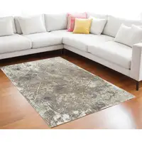 Photo of Gray and White Abstract Non Skid Area Rug