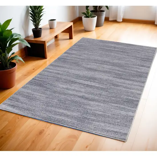 Gray and White Abstract Power Loom Washable Non Skid Area Rug Photo 1