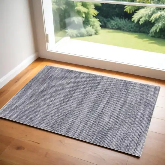 Gray and White Abstract Power Loom Washable Non Skid Area Rug Photo 1