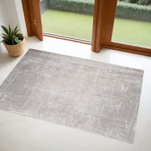 Photo of Gray and White Chevron Non Skid Area Rug