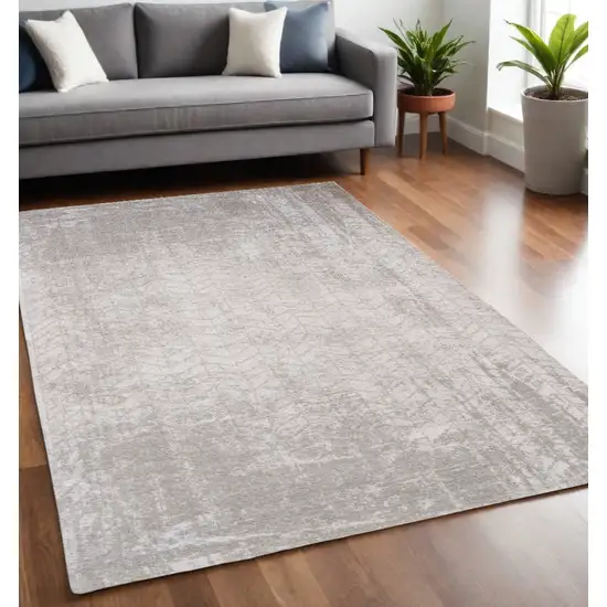 Gray and White Chevron Non Skid Area Rug Photo 1