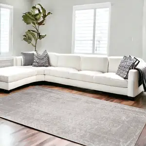 Photo of Gray and White Chevron Non Skid Area Rug