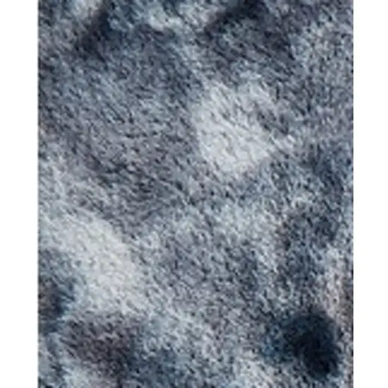 Gray and White Faux Fur Abstract Shag Non Skid Area Rug Photo 4