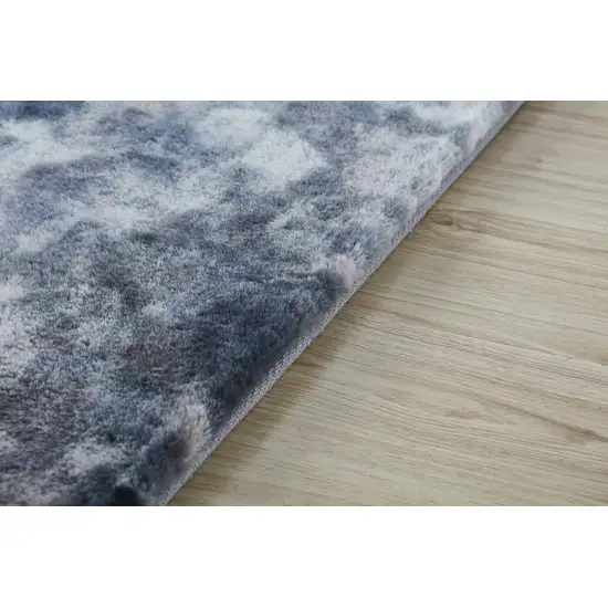 Gray and White Faux Fur Abstract Shag Non Skid Area Rug Photo 7