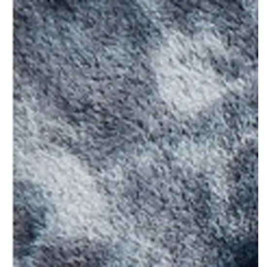 Gray and White Faux Fur Abstract Shag Non Skid Area Rug Photo 5