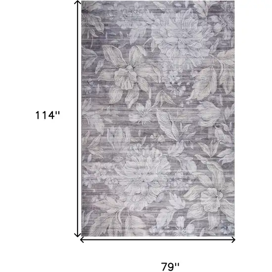 Gray and White Floral Area Rug Photo 5