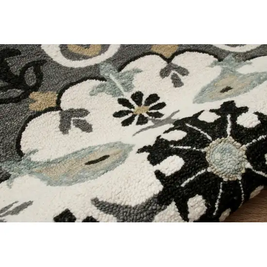 Gray and White Floral Medallion Area Rug Photo 6