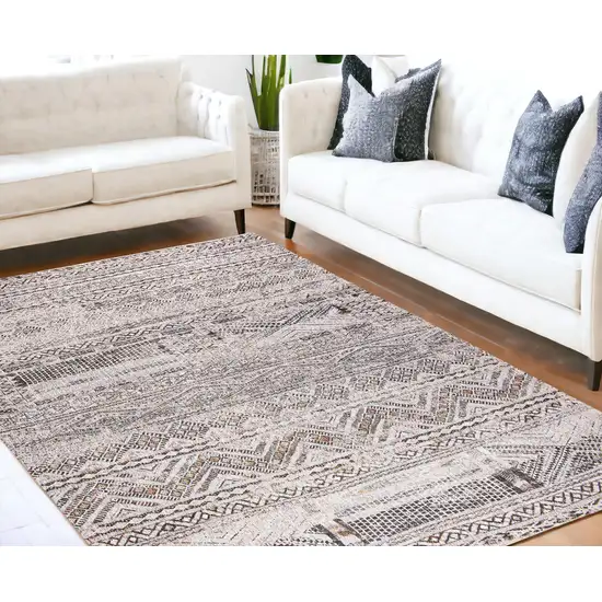 Gray and White Oriental Non Skid Area Rug Photo 1