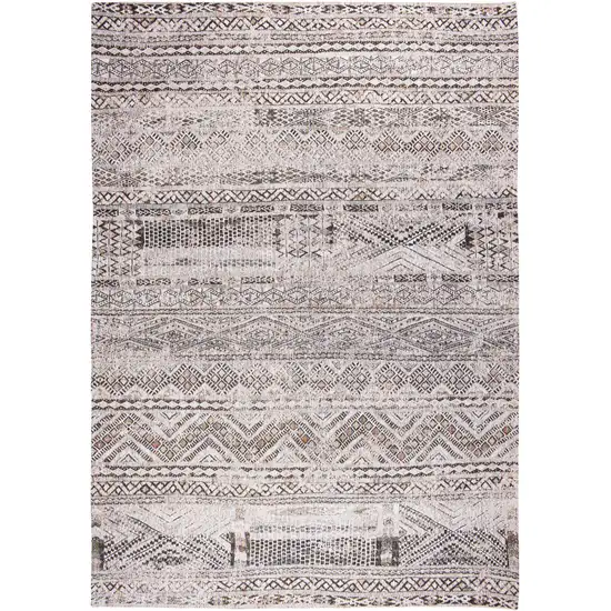 Gray and White Oriental Non Skid Area Rug Photo 2