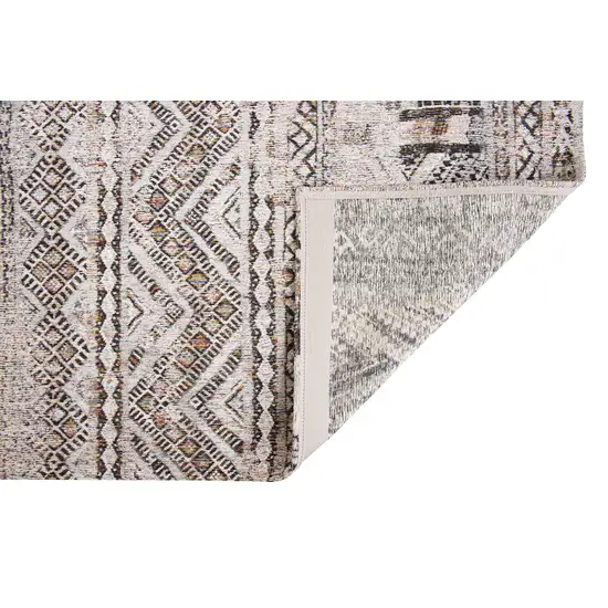 Gray and White Oriental Non Skid Area Rug Photo 4