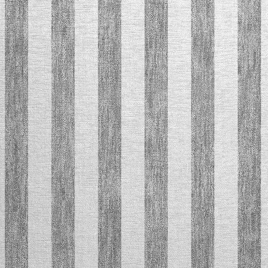 Gray and White Striped Washable Non Skid Indoor Outdoor Area Rug Photo 6