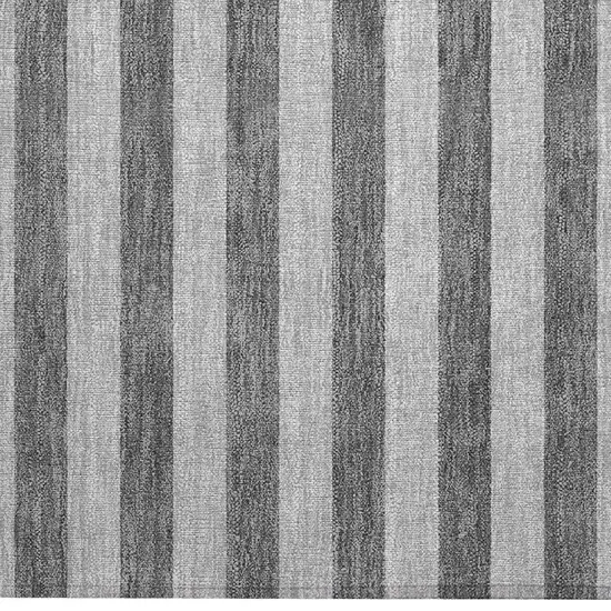 Gray and White Striped Washable Non Skid Indoor Outdoor Area Rug Photo 6