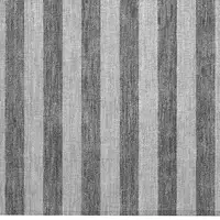 Photo of Gray and White Striped Washable Non Skid Indoor Outdoor Area Rug