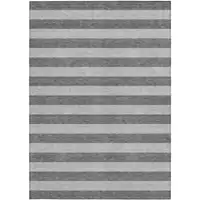 Photo of Gray and White Striped Washable Non Skid Indoor Outdoor Area Rug