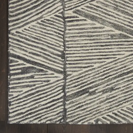 Gray and White Wool Abstract Area Rug Photo 5