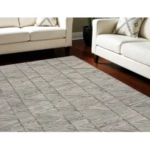 Photo of Gray and White Wool Abstract Area Rug