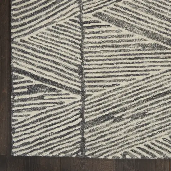 Gray and White Wool Abstract Area Rug Photo 5