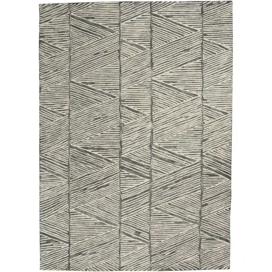 Gray and White Wool Abstract Area Rug Photo 2