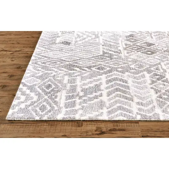 Gray and White Wool Abstract Geometric Hand Tufted Area Rug Photo 6