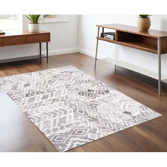 Gray and White Wool Abstract Geometric Hand Tufted Area Rug Photo 1