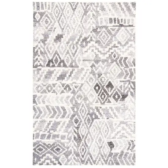 Gray and White Wool Abstract Geometric Hand Tufted Area Rug Photo 2