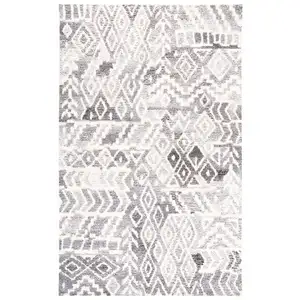 Photo of Gray and White Wool Abstract Geometric Hand Tufted Area Rug