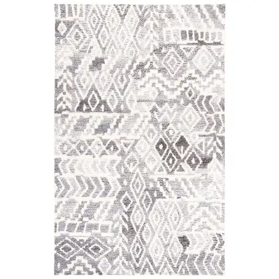 Gray and White Wool Abstract Geometric Hand Tufted Area Rug Photo 2