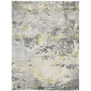 Photo of Gray and Yellow Abstract Hand Loomed Area Rug