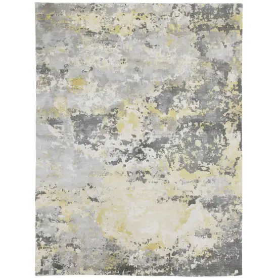 Gray and Yellow Abstract Hand Loomed Area Rug Photo 2