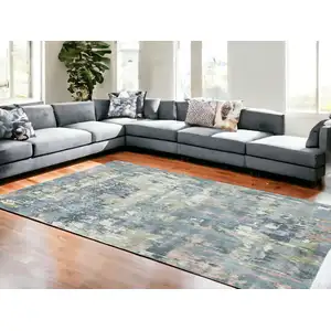 Photo of Gray and Yellow Abstract Hand Loomed Area Rug