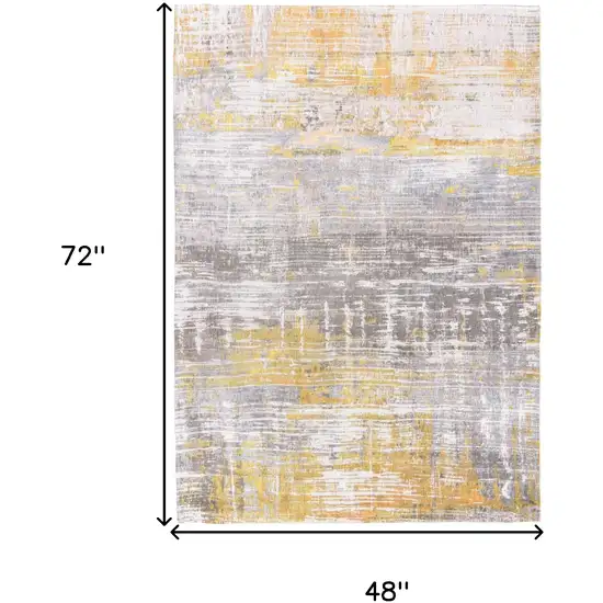 Gray and Yellow Abstract Non Skid Area Rug Photo 3