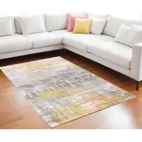 Photo of Gray and Yellow Abstract Non Skid Area Rug