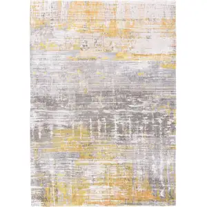 Photo of Gray and Yellow Abstract Non Skid Area Rug