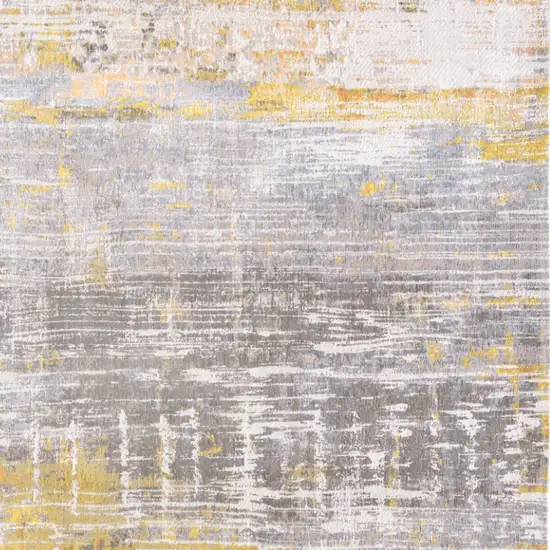 Gray and Yellow Abstract Non Skid Area Rug Photo 5