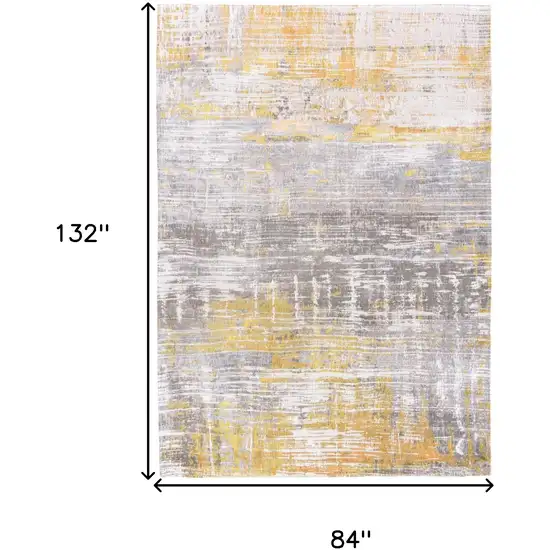 Gray and Yellow Abstract Non Skid Area Rug Photo 3