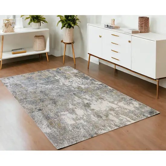 Gray and Yellow Abstract Power Loom Area Rug Photo 1