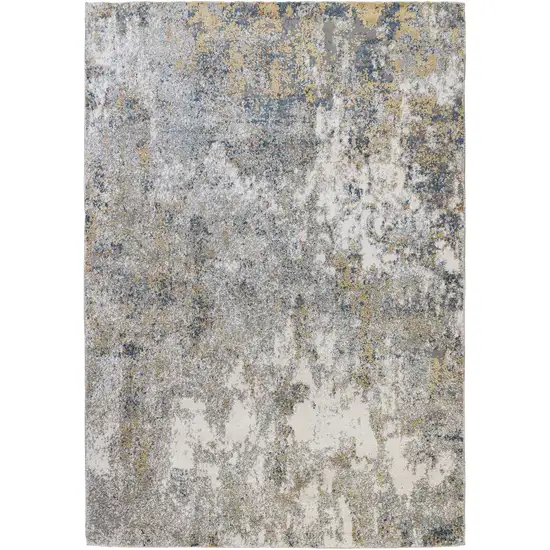 Gray and Yellow Abstract Power Loom Area Rug Photo 2