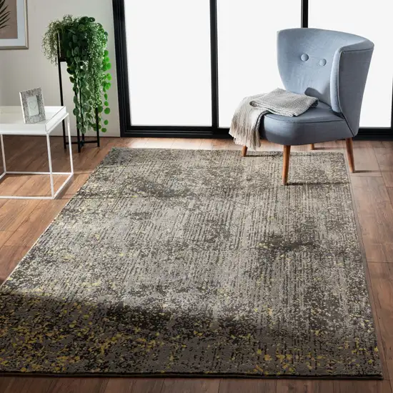 Gray and Yellow Abstract Sprinkle Area Rug Photo 8