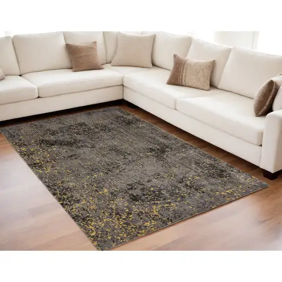 Gray and Yellow Abstract Sprinkle Area Rug Photo 2