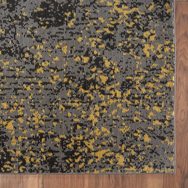 Gray and Yellow Abstract Sprinkle Area Rug Photo 4