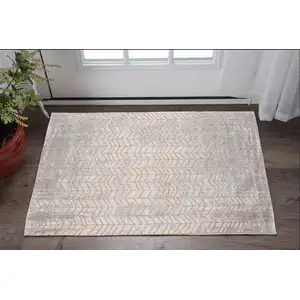 Photo of Gray and Yellow Chevron Non Skid Area Rug