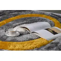Photo of Gray and Yellow Shag Hand Tufted Area Rug