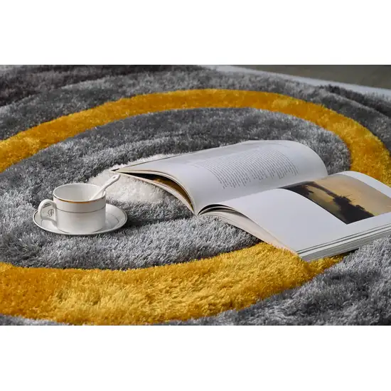 Gray and Yellow Shag Hand Tufted Area Rug Photo 2