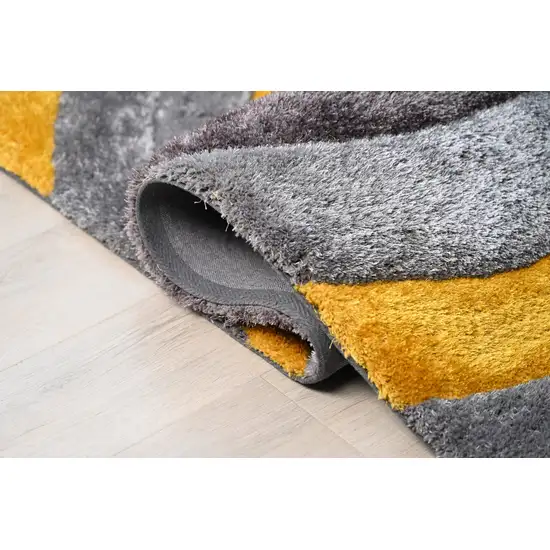 Gray and Yellow Shag Hand Tufted Area Rug Photo 9