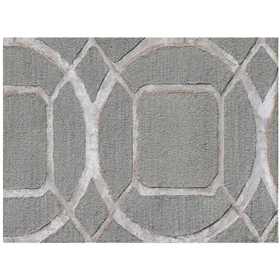 Green Abstract Geometric Hand Tufted Non Skid Area Rug Photo 6