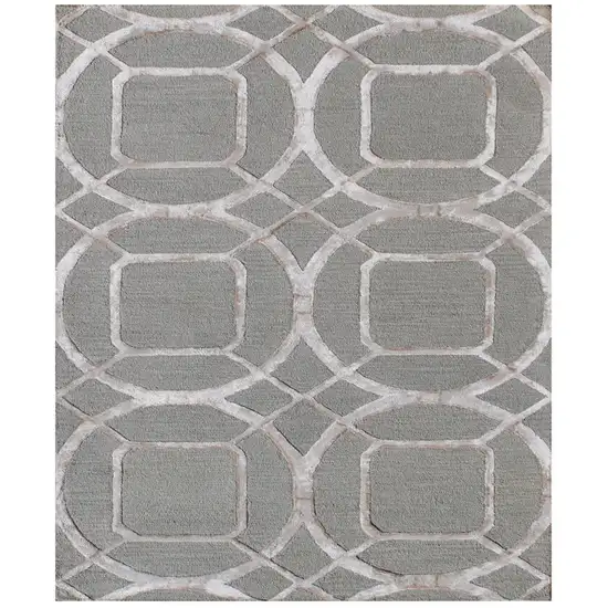 Green Abstract Geometric Hand Tufted Non Skid Area Rug Photo 2