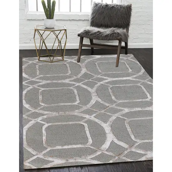 Green Abstract Geometric Hand Tufted Non Skid Area Rug Photo 8