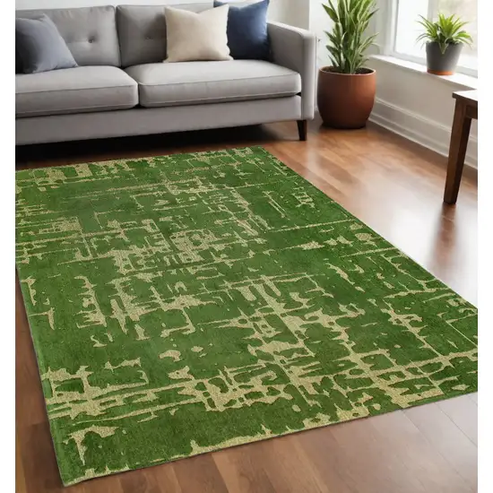 Green Abstract Non Skid Area Rug Photo 1